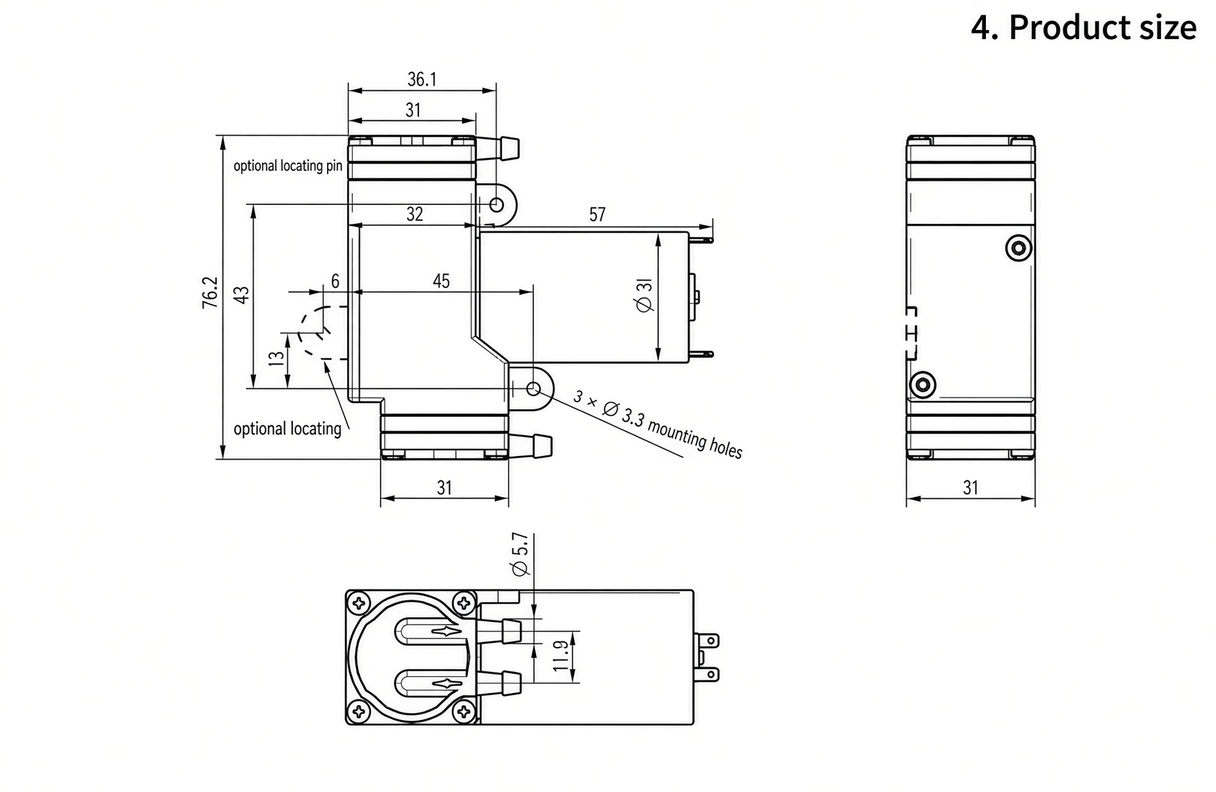 Diaphragm air pump 24V, 10 L/min