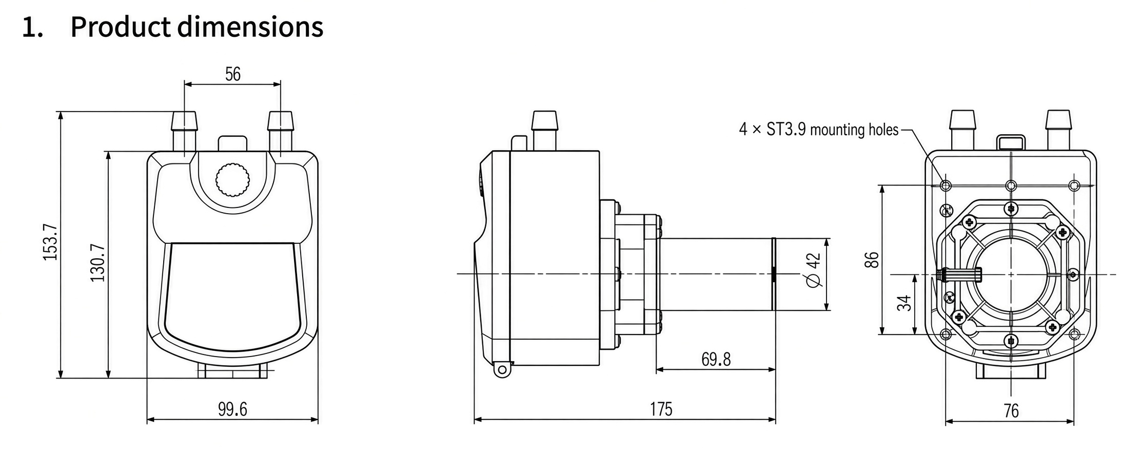 Peristaltic pump 24V brushless, speed control